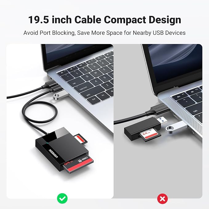 UGREEN SD Card Reader USB 3.0 Card Hub Adapter 5Gbps Read 4 Cards - Image 7