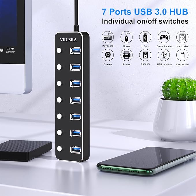 USB Hub, VKUSRA 7 Port USB Hub 3.0 - Image 2
