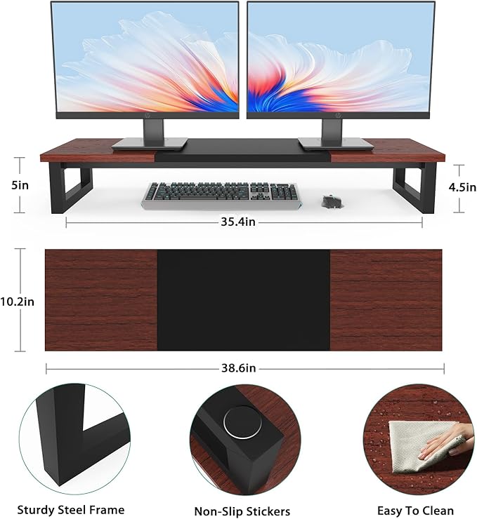 Dual Monitor Stand Riser, 39Inch Large Monitor Stands - Image 7