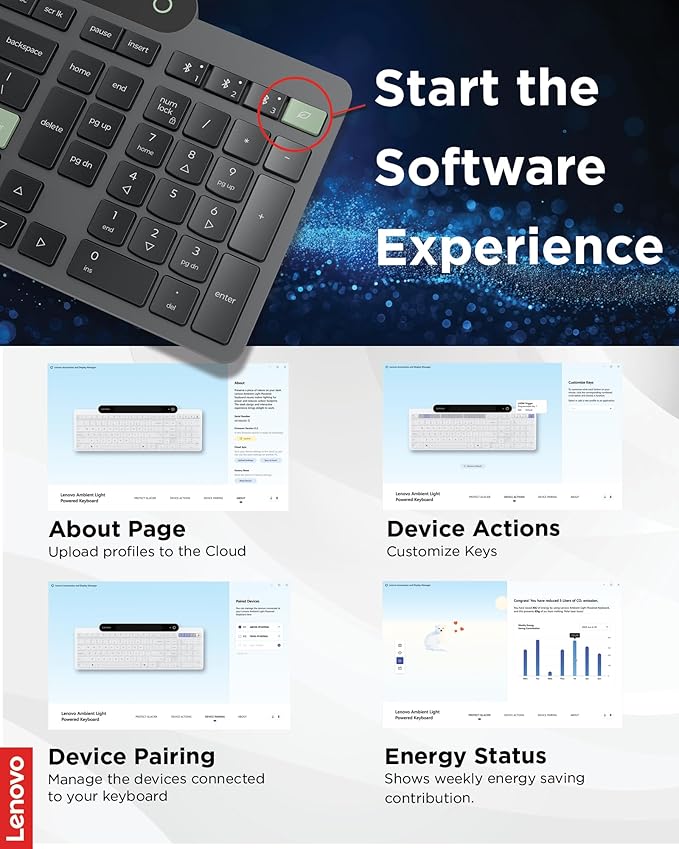 Lenovo 800 Self-Charging Bluetooth Keyboard, Uses Ambient Light - Image 6