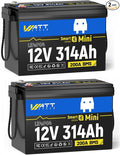 Mini LiFePO4 Lithium Battery 12V 314Ah 2 Pack Built-in 200A BMS & Bluetooth by Wattcycle