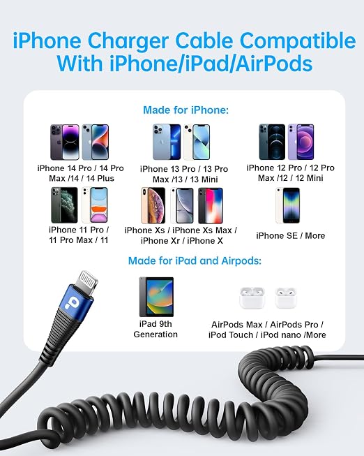 iPhone Charger Cable for Car 3FT, Retractable Charging Cord Compatible - Image 6
