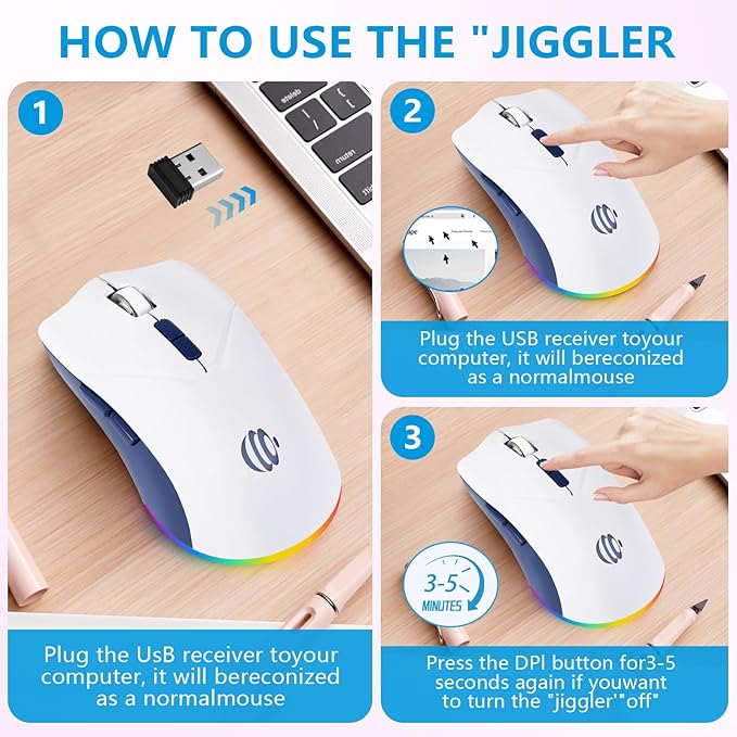 Wireless Bluetooth Mouse, 2.4G and Bluetooth 5.2 Ergonomic Rechargeable USB - Image 3