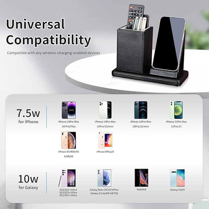 Wireless Charger with Desk Organizer, Wireless Charging Station - Image 3