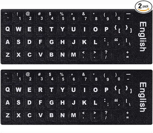 2PCS English Keyboard Letters Replacement Stickers, Large Print Bold White Font by CaseBuy