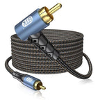 EMK RCA Subwoofer Cable 90 Degree RCA to RCA Audio Cable 24K Gold-Plated Nylon by EMK