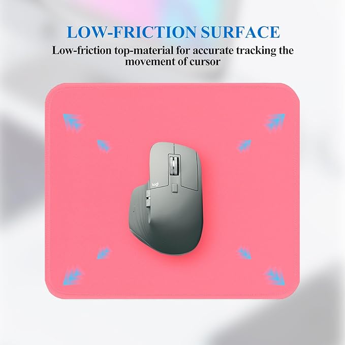 Mouse Pads, Light Pink Standard Mouse Pads, Office and Gaming, Stitched Edges - Image 5