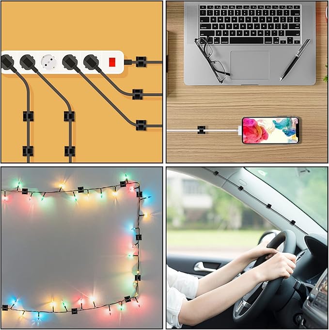 100 Pcs Cable Clips, Adhesive Cable Organizer Cord Holder Wire Clip Wire - Image 6
