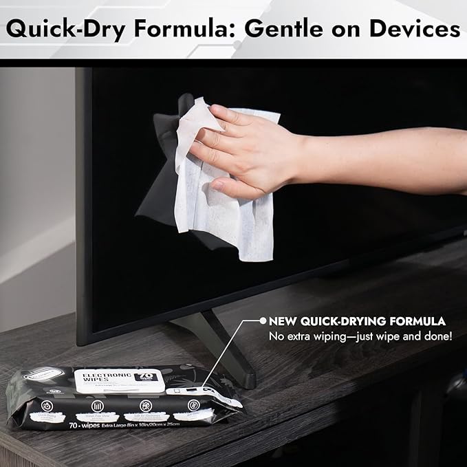 Air Jungles Electronic Screen Cleaning Wipes 70 Count, Large 8"x10" Cleaner - Image 3