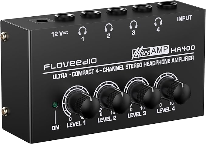 Headphone Amplifier Stereo Ultra Compact 4-Channel Headphone Amp Splitter by FLoveedio
