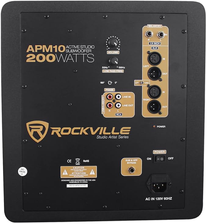 Rockville APM10W Active Studio Subwoofer in White, MDF Wood, RCA/XLR/Optical - Image 3