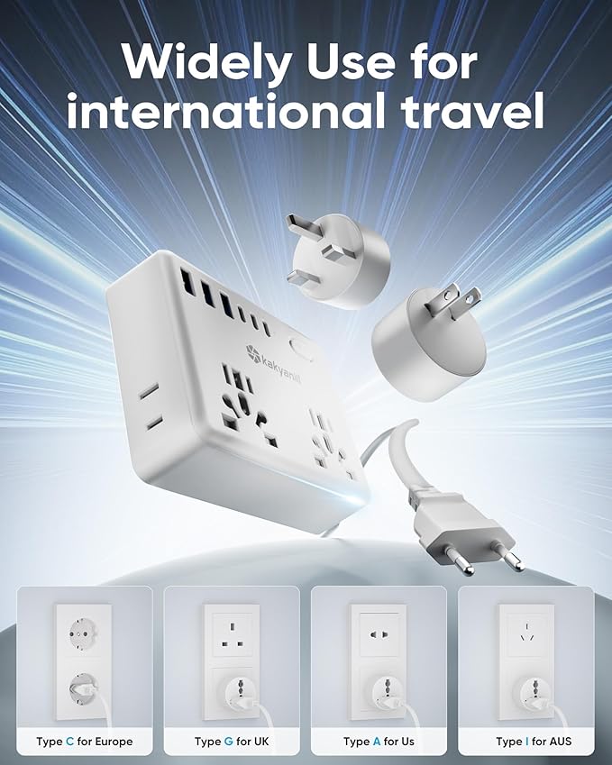 Universal Travel Adapter, Kakyanill European Travel Plug Adapter, EU/UK/AU/Plug - Image 5