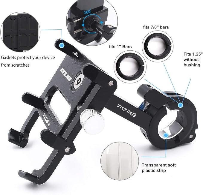GUB Bike Phone Mount Holder, Aluminum Motorcycle Phone Holder Mount 360° - Image 6
