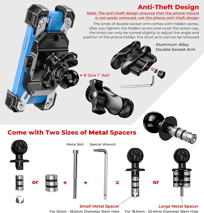 Motorcycle Fork Stem Phone Mount - Image 4