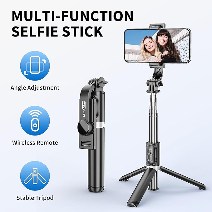 Selfie Stick Tripod, All in One Extendable & Portable iPhone Tripod Selfie Stick - Image 2
