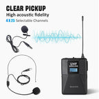 Wireless Microphone System 4 Channel UHF 4 Lavalier Lapel Headset Mics - Image 4