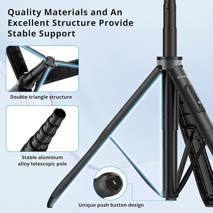 ATUMTEK 51" Selfie Stick Tripod, All in One Extendable Phone Tripod Stand - Image 5