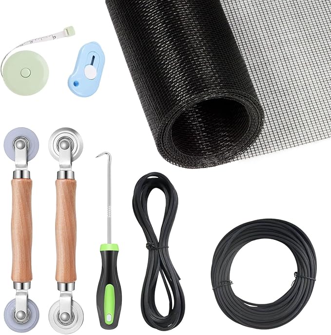 Window Screen Replacement Kit, 8-in-1 DIY Screen Door Repair Kit by TOOLTRIZ