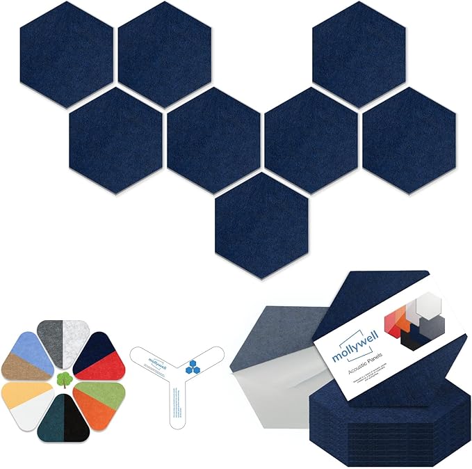 Mollywell Hexagon Acoustic Panels, High Density, Soundproofing, Decorative by Mollywell