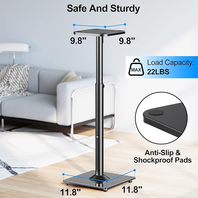 MOUNTUP Universal Speaker Stands Pair 28.3" to 37.4" Height Adjustable Floor - Image 3
