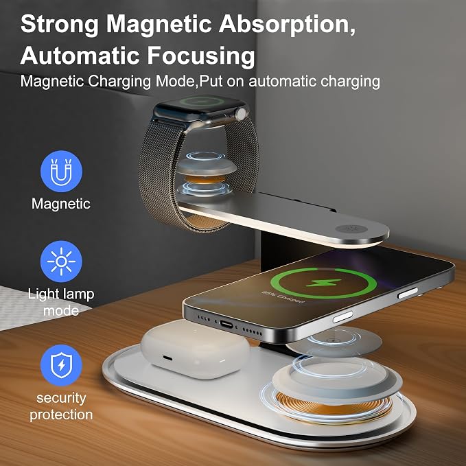 4-in-1 for Magsafe Wireless Charging: 15W Qi Magnetic Fast Charger Station Pad - Image 5