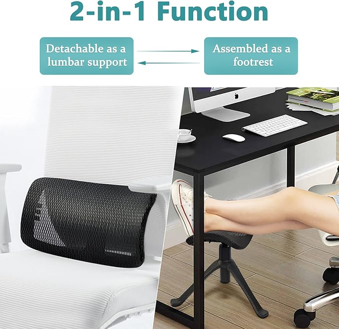 Footrest for Desk Adjustable Height 2-in-1 Function Rotatable Ergonomic Under - Image 5
