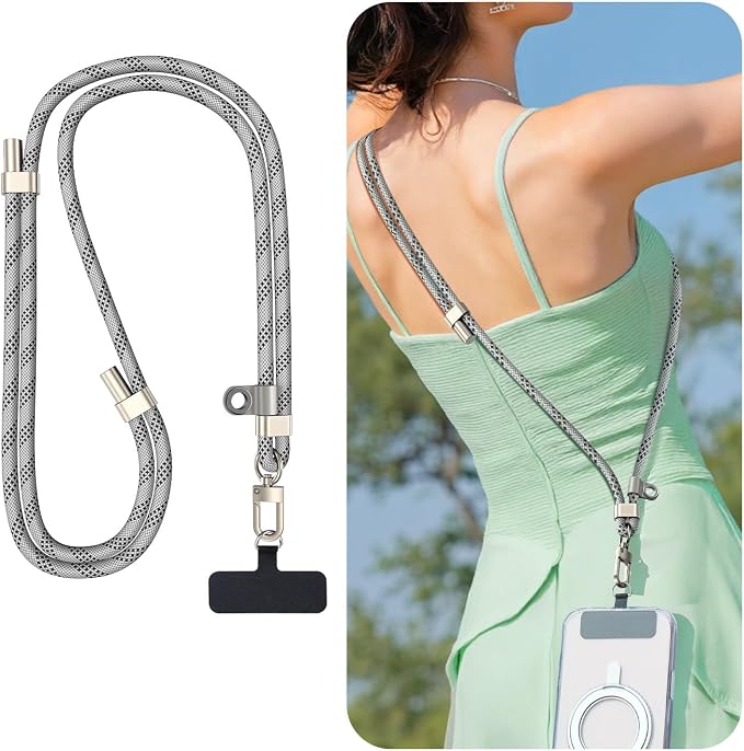 Phone Crossbody Lanyard with 2 Phone Tabs, Adjustable Anti-Theft Phone Lanyard by AKJOHN
