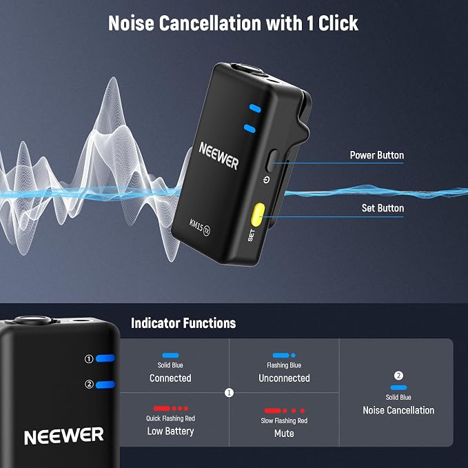 NEEWER KM15 Wireless Lavalier Microphone System Compatible - Image 3