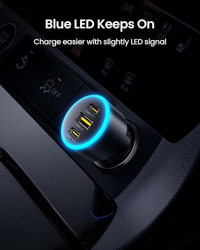 PISEN 60W 3-Port USB C Car Charger - Image 4