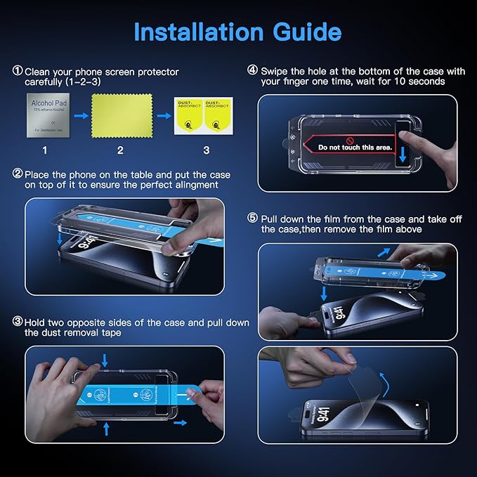Uyiton Anti-Blue Light for iPhone 14 Pro Screen Protector - Image 4