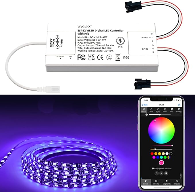 ESP32 Ultra-Thin WLED Digital Light Strip Controller by WelcometoWeGoIOT