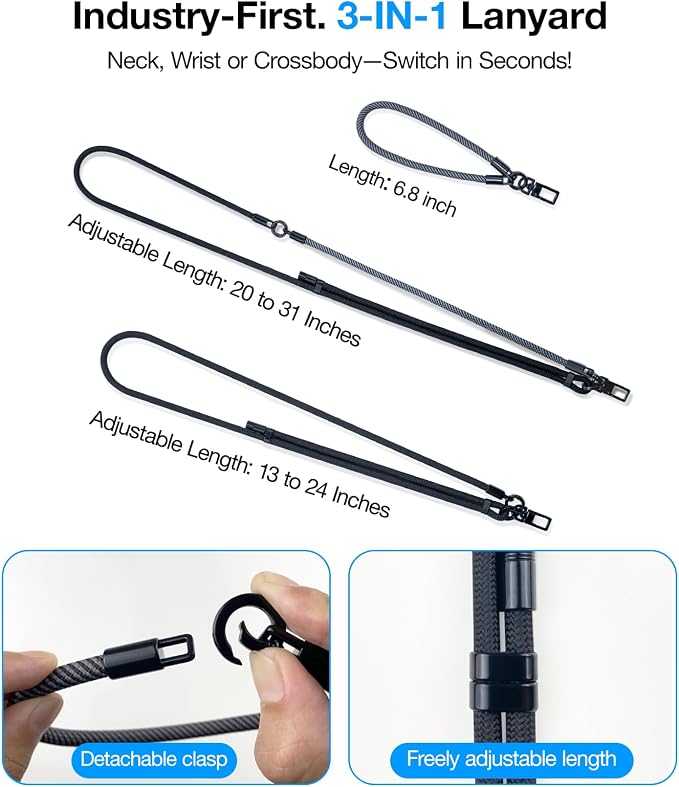 Phone Lanyard Crossbody, 3-in-1 Neck Strap& Wrist Strap, Adjustable Anti-Theft - Image 3