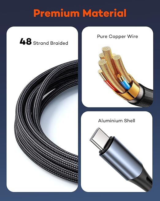 3 in 2 Multi Charging Cable for Apple Watch Charger, Nylon Braided 4FT Multi - Image 4