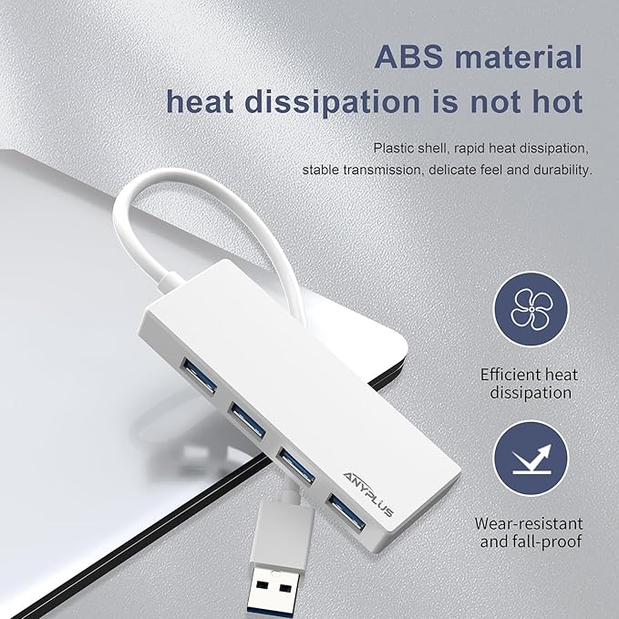 USB 3.0 Hub, Portable Slim USB Hub Adapter, 0.8 ft Multiple USB Splitter - Image 4