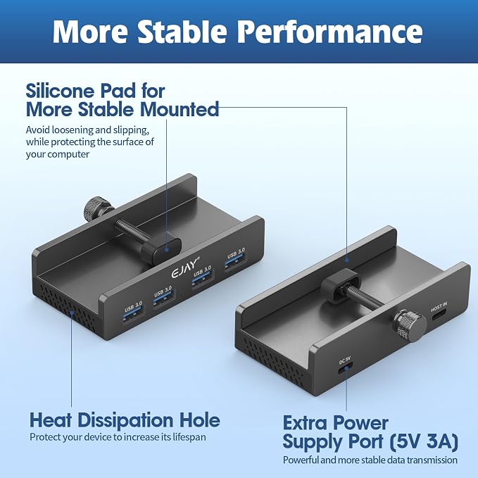 EJAY 4Ports USB3.0 Splitter Alu Clamp Desktop USB HUB - Image 5