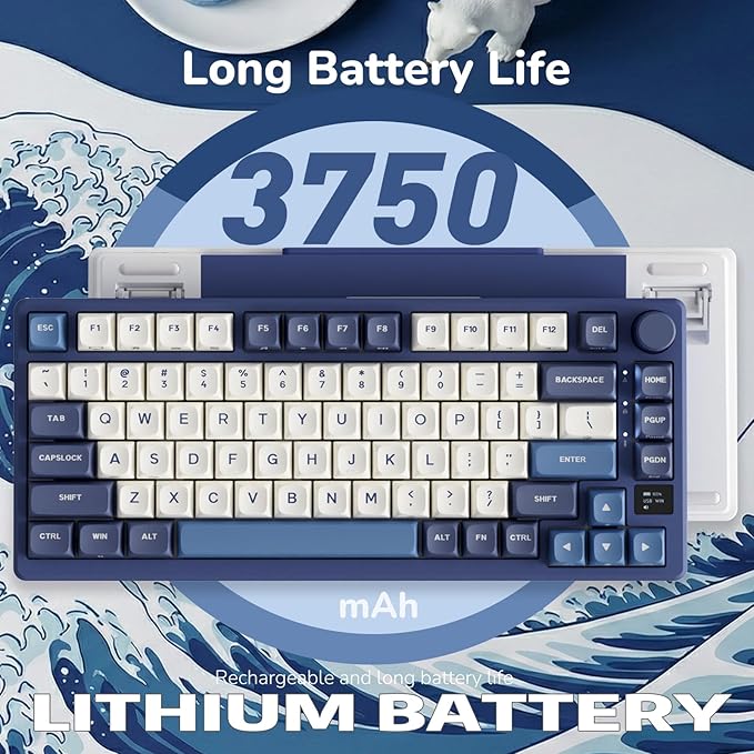 RK ROYAL KLUDGE M75 Wireless Mechanical Keyboard w/Screen and Volume Knob - Image 7