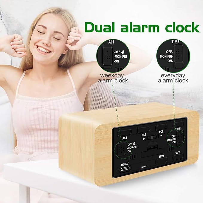 MOSITO Digital Wooden Alarm Clock - Image 4