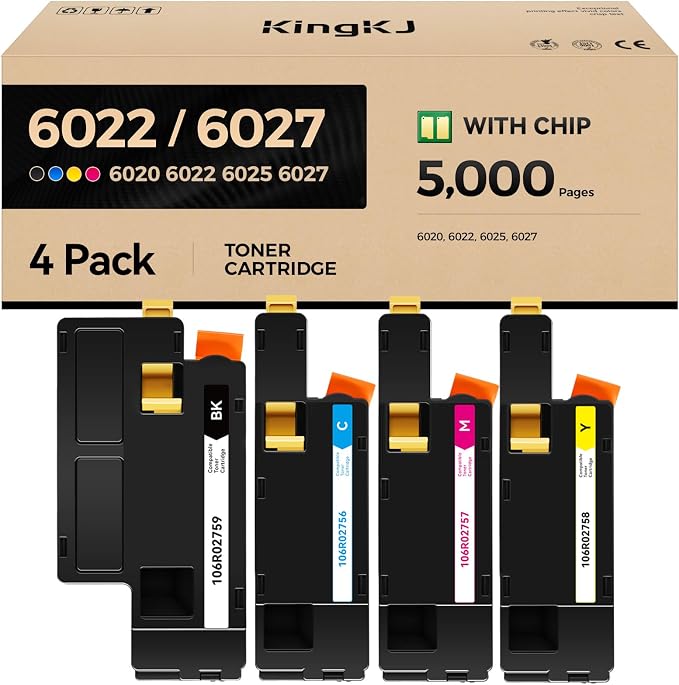 6022 6027 Toner Cartridge Set 4-Pack High-Yield Replacement by KingKJInkToner