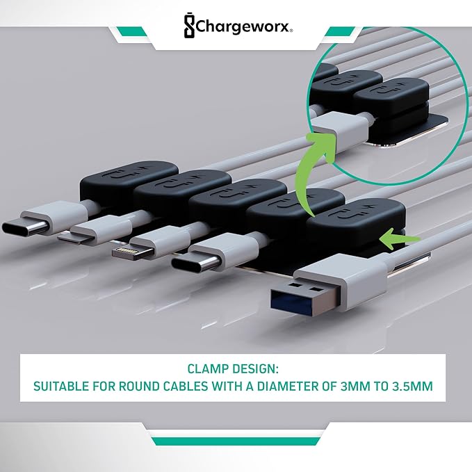 Magnetic Cable Clips – Chargeworx Cord Organizer - Image 5