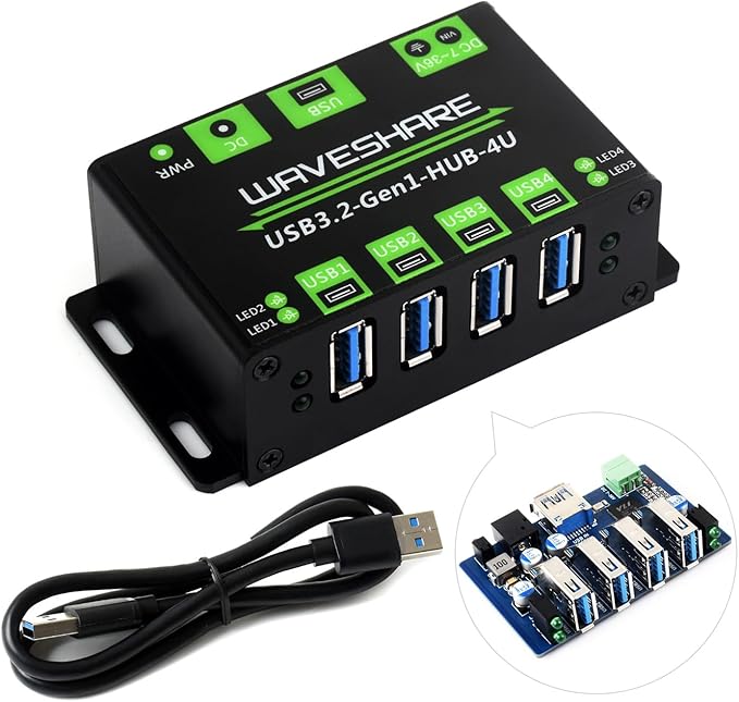 Waveshare 4-Ch USB 3.2 Gen1 HUB, Compatible by Waveshare