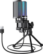TONOR Gaming USB Microphone for PC, RGB Condenser Computer Mic by TONOR