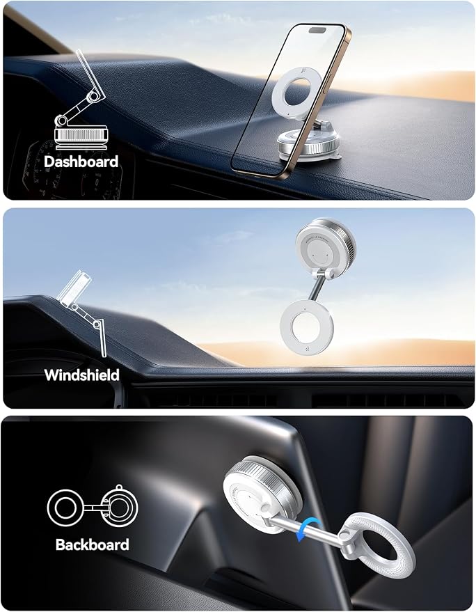 JOYROOM Vacuum Magnetic Car Phone Holder, Strongest Suction Cup 360° Adjustable - Image 2