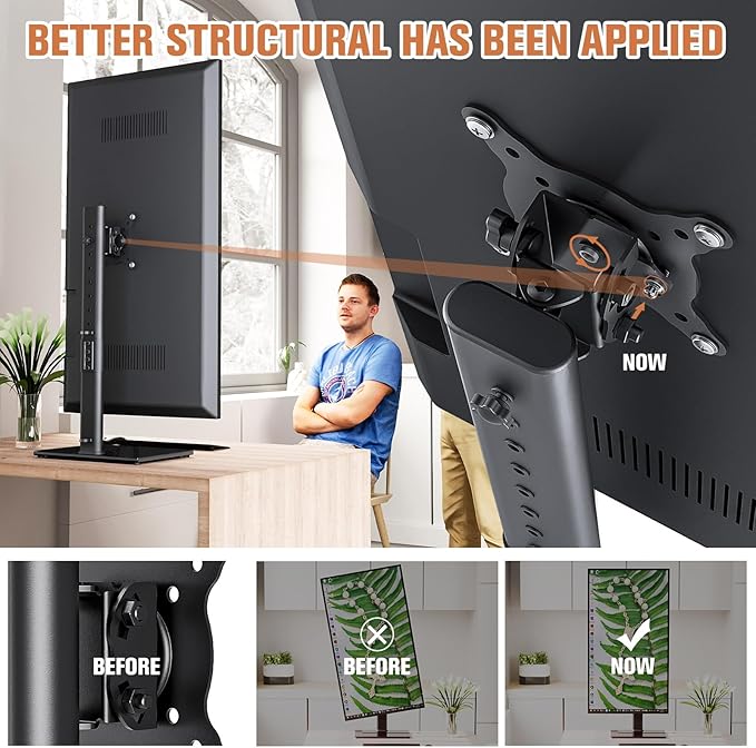 Single Monitor Stand Freestanding 27-43 Inch Monitor Arm Curved Screen Monitor - Image 2