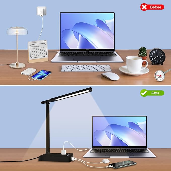 Desk Lamp with 4-Port Charging Station, 5 Color Modes & Adjustable Brightness - Image 3