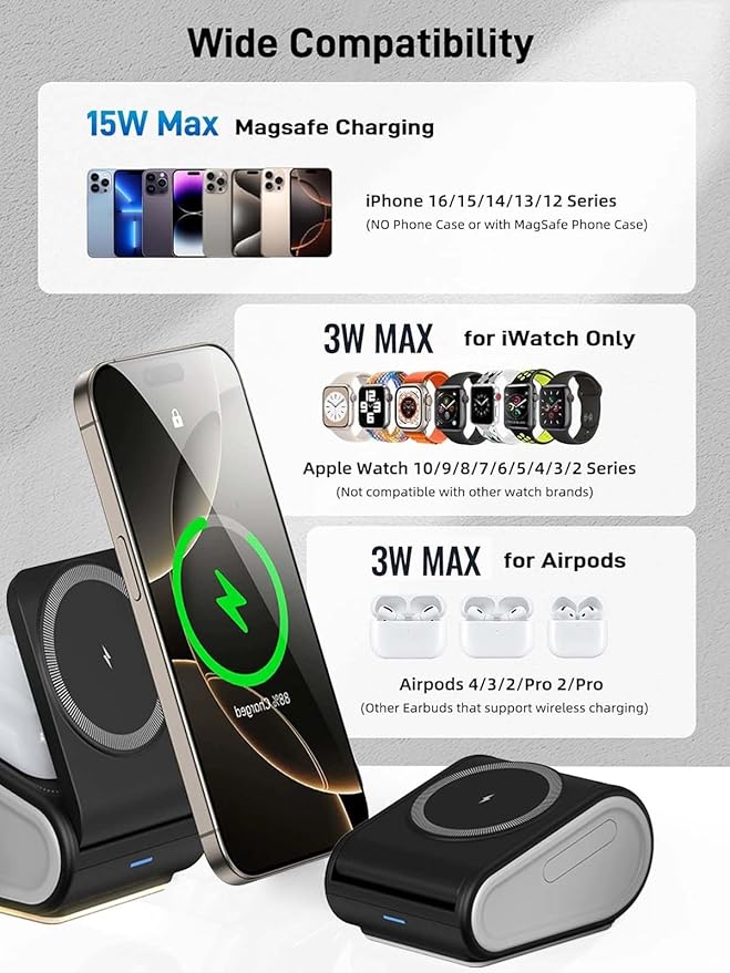 4 in 1 Wireless Charger for iPhone, Mag-Safe Charger for iPhone 16/15/14 Series - Image 3