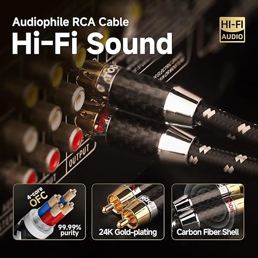 TODN Audiophile RCA Cables Stereo Shielded HiFi 2RCA Male to Male - Image 4