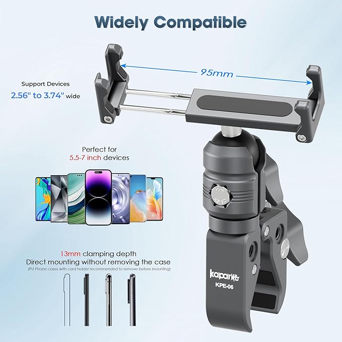 Riding Phone Clip Kit, Dual Knob Single Socket Arm and Aluminium Handlebar Base - Image 5