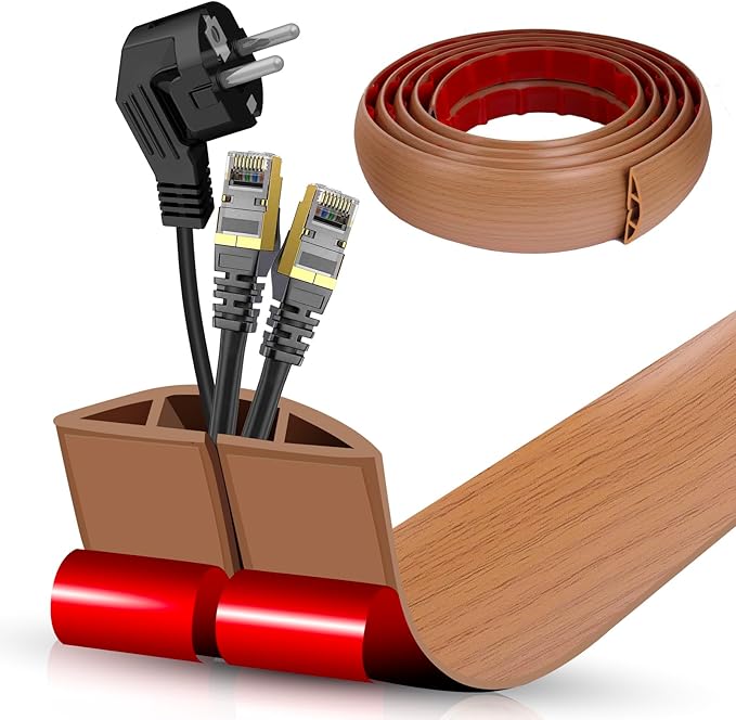 Floor Cord Cover Cavity 0.8"x0.37" Self Adhesive Cord Hider, 10FT Low Profile by DBHXXMB-HH