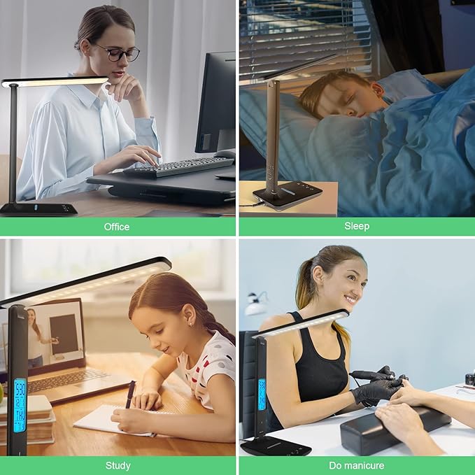 Desk Lamp with Wireless Charger，USB Charging Port, Dimmable Office Desk Light - Image 7