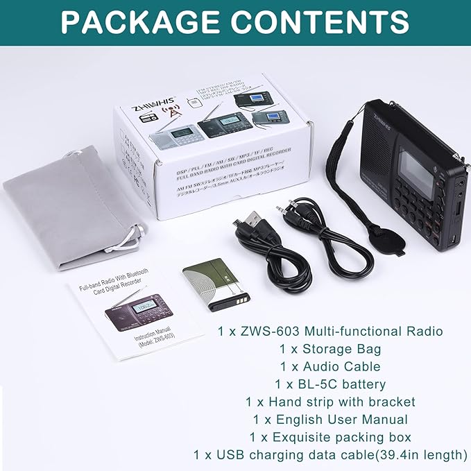 ZHIWHIS Portable Bluetooth Radio, FM AM Shortwave Radios - Image 8